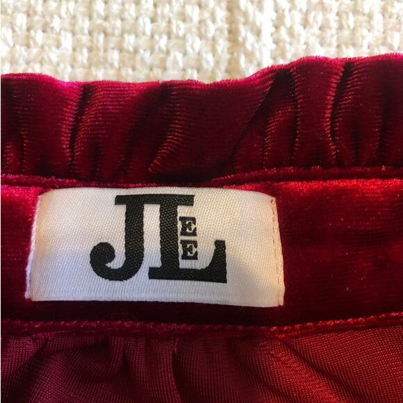 Red Velvet Ruffle Neck Blouse XL Long Sleeve Top Holiday Party Romantic Goth - Picture 7 of 10